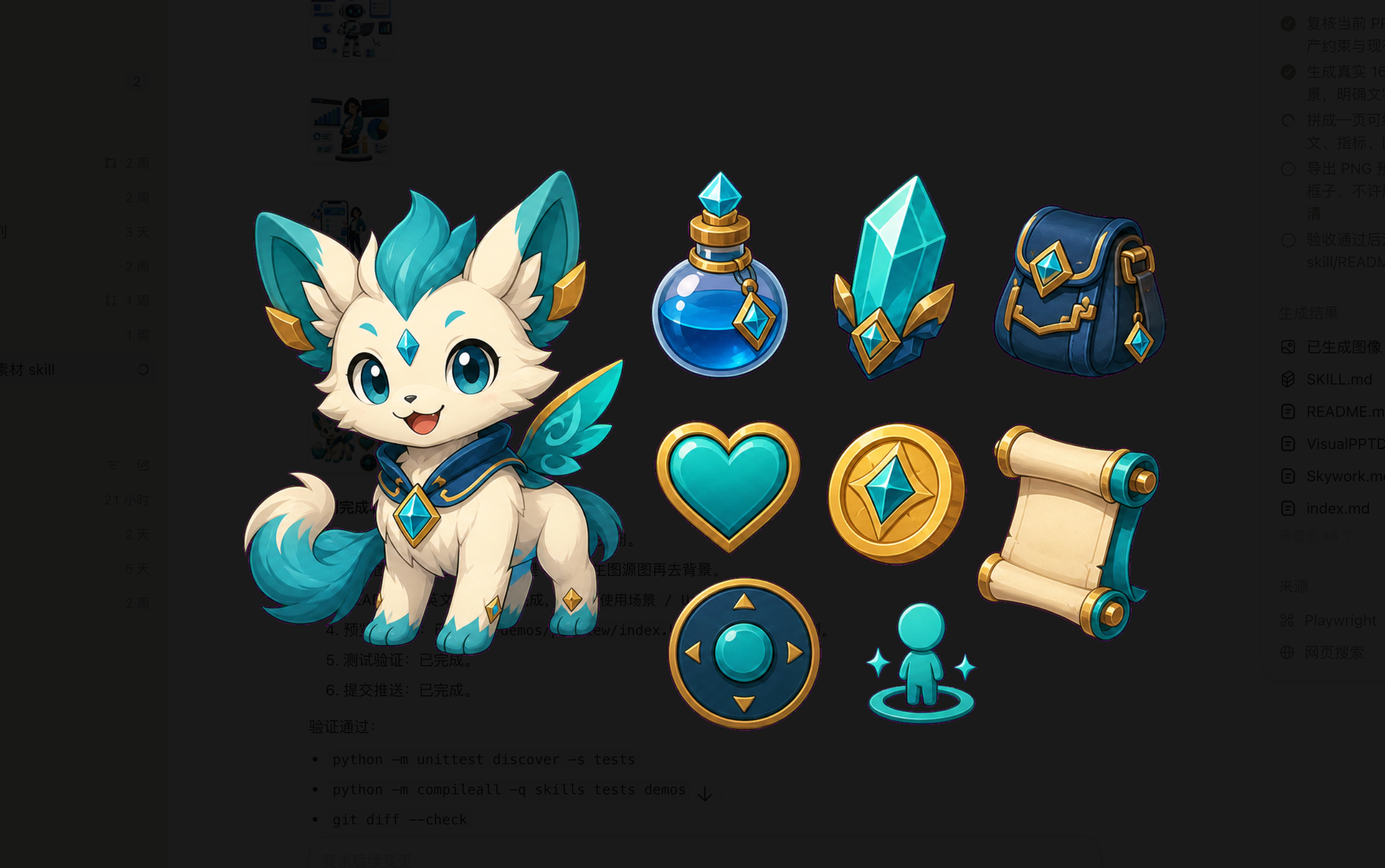 Codex 生成的角色和道具素材样例