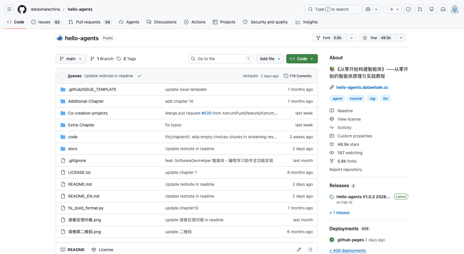 Hello-Agents GitHub 项目页