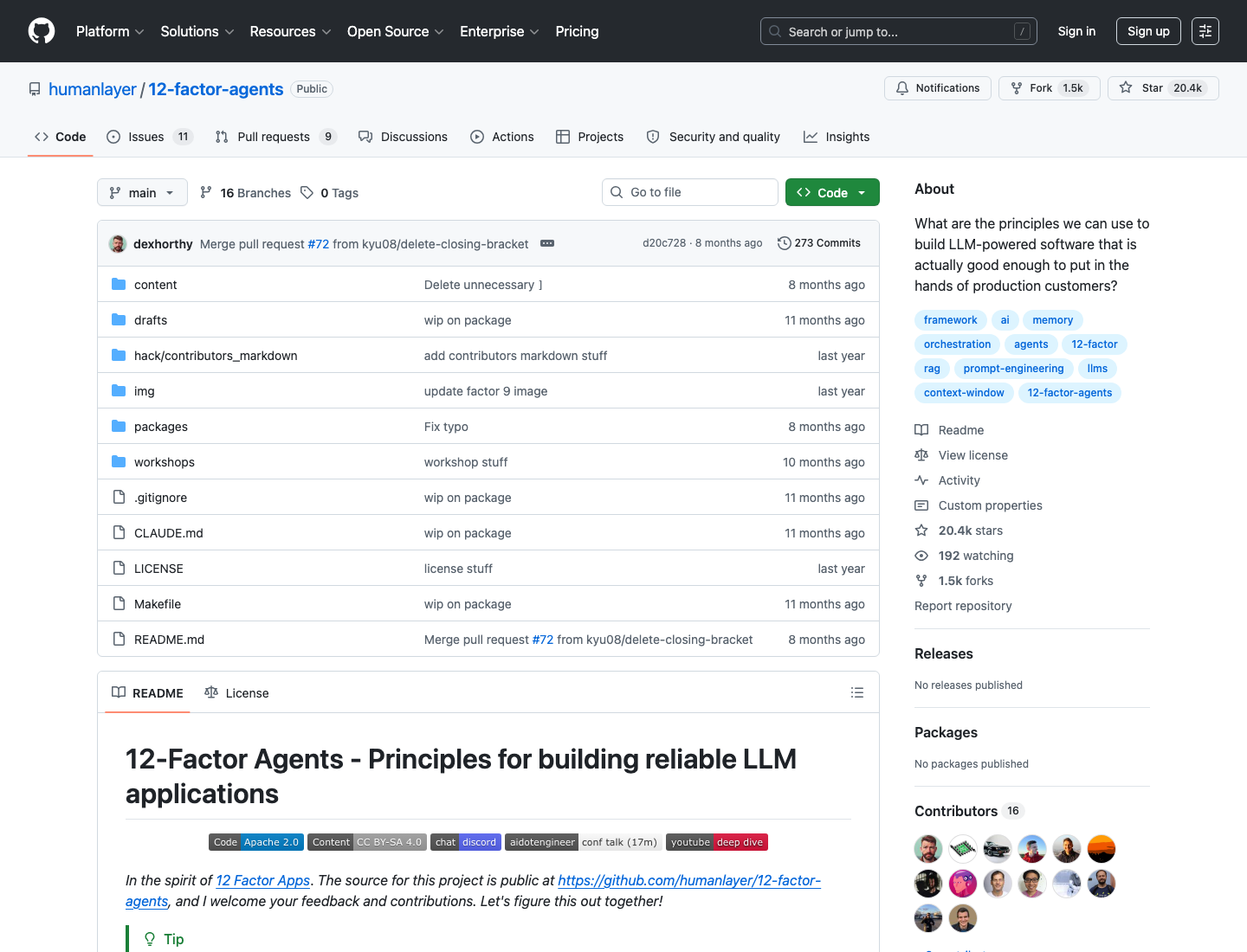 12-Factor Agents GitHub 截图